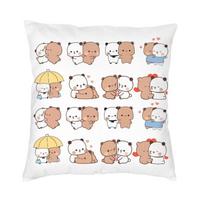 Bubu Dudu Love Story Cushion Cover Double-Sided 3D Print Peach And Goma Floor Pillow Case Car Fashion Pillowcase Home Decoration Peach skin 18*18(CM)-1Pcs