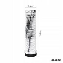Minkštos dviračio vairo rankenos, baltos su marmuro raštu, neslystančios, 22 mm, 13,5 cm ilgio, smūgiams ir vibracijoms slopinti