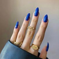 24pcs Manicure Full Cover Press on Nails Long French Fake Nails Stiletto Solid Color JP2137