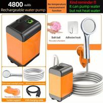 Nešiojamas elektrinis lauko dušas,  4800 mAh pagrindinė versija be temperatūros matavimo + pirmojo lygio dušo galvutė
