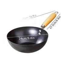 Mini ketaus wok keptuvė, Nelipni maža geležinė keptuvė su viena rankena - 24 cm