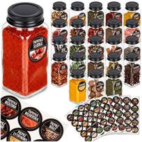 Prieskonių indelis stiklinis 120 ml 24 vnt. + 90 lipdukų juodos spalvos 45x45x105 cm Orion