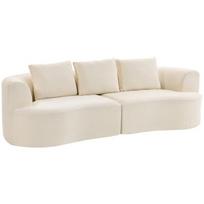Trivietė sofa, 260 cm, švelnaus šenilo audinys, su pagalvėlėmis, kreminės baltos spalvos, iki 360 kg