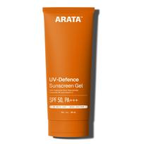 Arata Sunscreen Gel | SPF 50, PA+++ | Broad Spectrum UV Protection | Ultra-Light & Dewy Finish | No White Cast | Even & Glowing Skin | Niacinamide