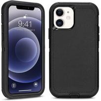 Defender dėklas iPhone 12 Mini – Atsparus smūgiams, neslystantis, kritimui atsparus 3-in-1 apsauginis dangtelis (Juoda, 5,4 )