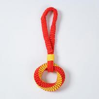 Hand Woven Polyester Dog Chew Molar Toy Interactive Biting Ring For Large Dogs geltona
