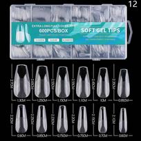 600Pcs/Box Fake Nails Transparent Frosted French Almond Acrylic Water Drop False Nail Tips For Extension Tip Manicure Tool 12