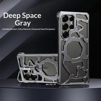 Samsung Galaxy S25 S24 S26 Ultra Metalas Aliuminio Lydinys Šilumos Išsklaidymas Tuščiaviduris Magnetinis Siurbimo Laikiklis Telefono Dėklas Galaxy S24 Ultra sidabras