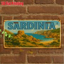 D Flat pc Vintage Sardinia Italy Metal License Plate Wall Art  x Aluminum Italian Coastal Scenery Sign with Sardini 15x30cm(5.9x7.8inch) blue