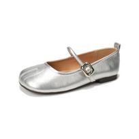 6696-1 Flat Mary Jane Women'S One-Strap French Flats Women'S Soft Sole Pig'S Trotter Split Toe Shoes 35 sidabras
