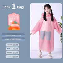 * Hot Sale Disposable Children's Raincoat Extended Onesie Suitable For Children To Carry School Bags Long Rain Poncho one size rožinė