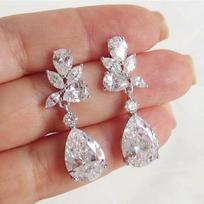 Sparkling Crystal Drop Earrings with Cubic Zirconia in Silver for Women