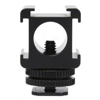 Metalinis fotoaparato trijų karštų lizdų adapteris mikrofonui, LED vaizdo šviesai, monitoriui