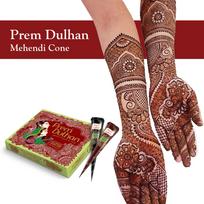 Prem Dulhan Natural Henna Based Mehendi Cones 1 Box Pack of 12 Cones, Made from Natural Henna Leafs, Easy Application