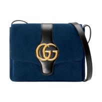 GUCCI Bamboo 1947 Suede Patchwork Leather Shoulder Bag, Crossbody Bag Medium Womens Dark Blue Basic Set (Bag + Dustproof Bag) tamsiai mėlyna spalva