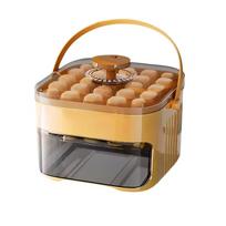 50-Cube Ice Maker with Easy Press Cap Large Capacity Double-layer Household Ice Storage Ice Box with Easy-press Lid Food-grade oranžinė
