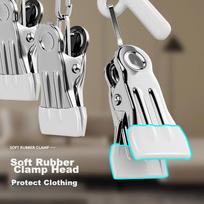 Jiabangshou Sock Drying Rack, Multi-Functional Plastic-Coated Clothes Hanger, Underwear Windproof Drying Clip with 10 Clips, Pack of 3