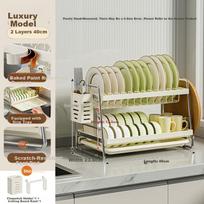 MAXCOOK Bowl and Dish Drying Rack Kitchen Draining Storage Rack with Chopstick Holder and Cutting Board Stand Countertop Storage Box Plate Drying Rack