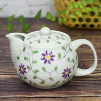 Stylish Kutani ware teapot with floral arabesque made in with tea strainer pattern, Japan, included. violetinė