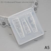 Silikoninė gėlių ir drugelių nagų drožybos forma 3D štampavimo plokštelė Nagų trafaretai Pasidaryk pats UV gelio manikiūro įrankiai Nagų dailės entuziastams A5