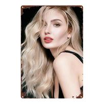 Blonde Beauty Sexy Girl D Illustration Vintage Metal Sign Aesthetic Wall Art Poster for Home Bar Decor 20x30cm（7.8x11.8inch）