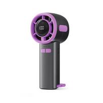 (Black/Purple) High Speed Handheld Fan USB Digital Display Portable Cooling Fan with Carabiner,CE Certified violetinė/juoda