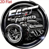 High Definition Metal Tin Sign Fast And Furious Car Engine Retro Wall Art Decor 20x20cm(8x8inch)