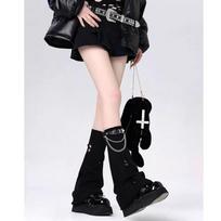 Leather Buckle Knee High Socks Y2k Thigh High Socks New Knitting Leg Warmers  Girls Style E