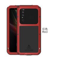 Love Mei Silicone Phone Case for Sony Xperia 5 10 1II Military Grade Metal Protective Shell Shockproof Dustproof Cover For Sony Xperia 1 II raudona