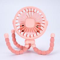 Baby Stroller Fan Hand Held Rechargeable USB Portable Small Folding Fans Mini Ventilator Silent Table Outdoor Cooler Neck Fan rožinė