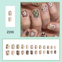 24pcs Press On Nails Colorful Spring Flowers Whitening Pink Transparent Short Nail Style Sweet Cool Hot Girl Nail Art Women's Nails beige