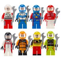 Racing Car Driver Mini Figure with Wrench, Small Particle Building Blocks Boy Toy, Bulk Wholesale Educational Gift