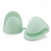 Green Silicone Mini Oven Mitt Grip for Kitchen Pot Handles, Lids, Plates and Baking Use žalia