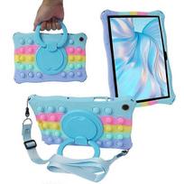 For Samsung Galaxy Tab A9 Case Pop Bubble PC + Cover Hand Grip Kickstand with Shoulder Strap Style D įvairiaspalvis