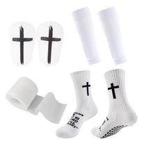 Durable Polyester Universal Football Protective Stabilizer Leg Guards Warmers Set Anti-Slip Pull-Up Closure Sports Socks Guard L balta