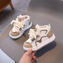 British Kids Mid Top Sneakers Soft Sole Velcro Casual Shoes For Boys And Girls Spring Autumn 21 yards inner length 13cm chaki