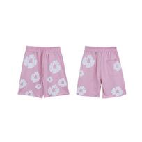 (Mažas, rožinis) 2024 m. Denim Tears Kapok Print unisex laisvalaikio šortai Small