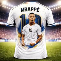 Mbappé Vasariniai 3D spausdinami šeimos drabužiai Futbolo marškinėliai - Greitai džiūstantys ir pralaidūs orui Rekomenduojama lauko sportui S balta
