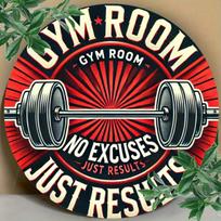 Gym Room No Excuses Just Results Barbell Tin Sign  Vintage Durable Metal Plaque Wall Decor Fitness Man Cave Wall Art 30x40cm(11.8x15.7inch)