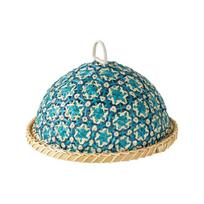 Kvėpuojantis rankomis pintas rotango duonos krepšelis Dekoratyvus rankų darbo maisto dangalas Serviravimo indų rinkinys Buitinė būtinybė mėlyna