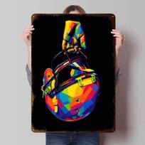 Futbolo šalmas Pop Art skardos plakatas Individualus sienos menas Vintažiniai metaliniai ženklai Retro skardinė plokštelė žaidimų kambario dekoravimui Jaukus 20x30cm（7.8x11.8inch）