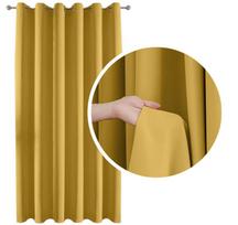 90% Thick Blackout Curtain With Rings And Grommets, Honey Mustard Yellow, 140X250