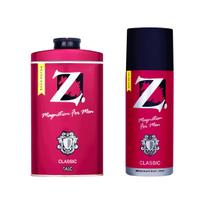 Z Magnetism Classic Deodorizing Talcum Powder 250g & Deo for Men 175ml| Signature Woody & Musky Fragrance | Fights Body Odor with Long Lasting Fres