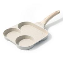 CAROTE Dalinta kiaušinių keptuvė su 2 IH Easy to Perfect pusryčiams ir pietums Cosy serija 3-in-1 skylutės, Suderinama, Be PFOA/PFOS, Nelimpanti, white