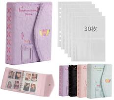 Acrqq Trading Card Case Album Fan Activity Korean Large Collect 4 30 Refill Sheets Holds 240 Binder Photo Soft Storage Photo Storage Holder 23cm x violetinė
