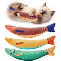 Manufacturer  Eco-friendly Satin Interactive Catnip Crinkle Sound Chew Toys Saury Fish Squeak Pet Toy geltona