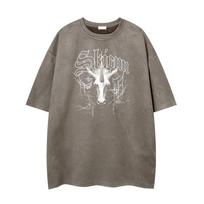 American high street trendy brand American hip hop Hong Kong style ins loose couple half sleeve heavy suede short sleeve t-shirt men's clothing S ruda