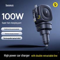 Baseus 100W Super Fast Car Charger with Dual Retractable Cables