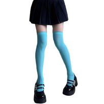 Silk Thigh High Stockings Japanese Harajuku Colorful Opaque Anime JK Girl Cosplay Over Knee Long Socks for Women Teens