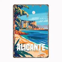 Alicantė Ispanija Krantas Kelionės Plakatas Metalinė Plokštelė Plakatas Klubas Namų Baras Urvas Klasikinės Plokštelės Skardos Ženklas Kambario Sienos Dekoras 20x30cm（7.8x11.8inch） blue